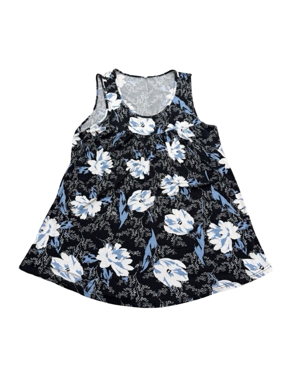 Women’s Longyuan Dress Black Blue Floral Sleeveless Stretch 2010s